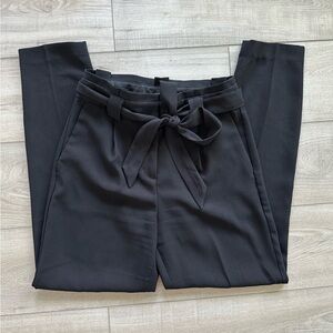 Express Womens Ankle High Rise Black Tie-Waist Pants